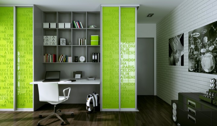 Ložnice s pracovním koutem – v kombinaci bílé a zelené