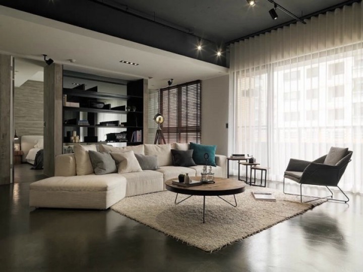 Industriální styl v obývacím pokoji